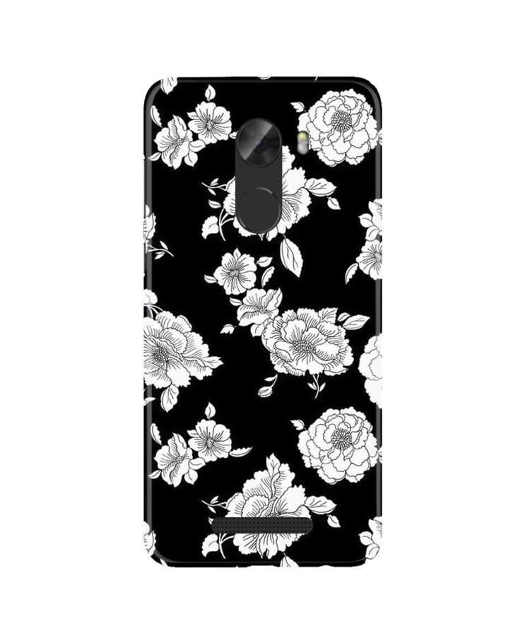 White flowers Black Background Case for Gionee A1 Lite