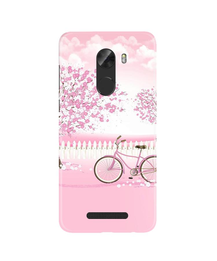 Pink Flowers Cycle Case for Gionee A1 Lite  (Design - 102)