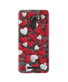 Red White Hearts Mobile Back Case for Gionee A1 Lite  (Design - 105)