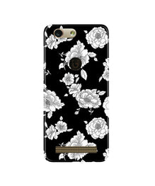 White flowers Black Background Mobile Back Case for Gionee F103 Pro (Design - 9)