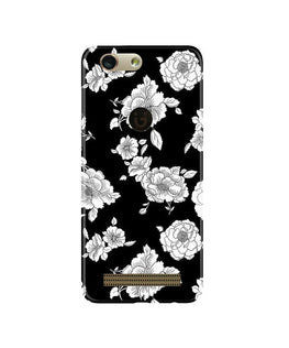 White flowers Black Background Case for Gionee F103 Pro