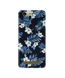 White flowers Blue Background2 Mobile Back Case for Gionee F103 Pro (Design - 15)
