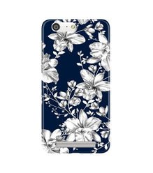 White flowers Blue Background Mobile Back Case for Gionee M5 (Design - 14)