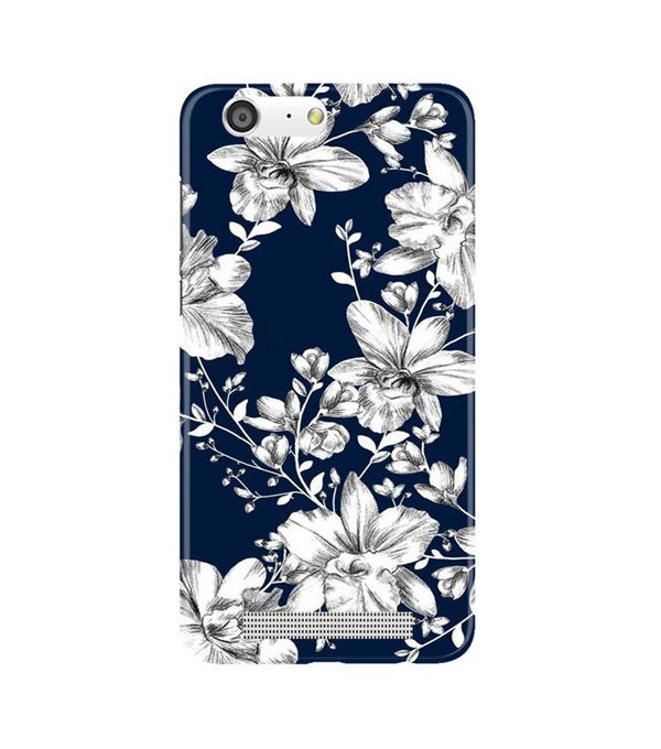 White flowers Blue Background Case for Gionee M5