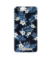 White flowers Blue Background2 Mobile Back Case for Gionee M5 (Design - 15)