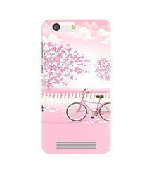 Pink Flowers Cycle Mobile Back Case for Gionee M5  (Design - 102)