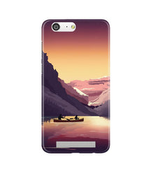 Mountains Boat Mobile Back Case for Gionee M5 (Design - 181)