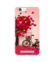 Red Heart Cycle Mobile Back Case for Gionee M5 (Design - 222)