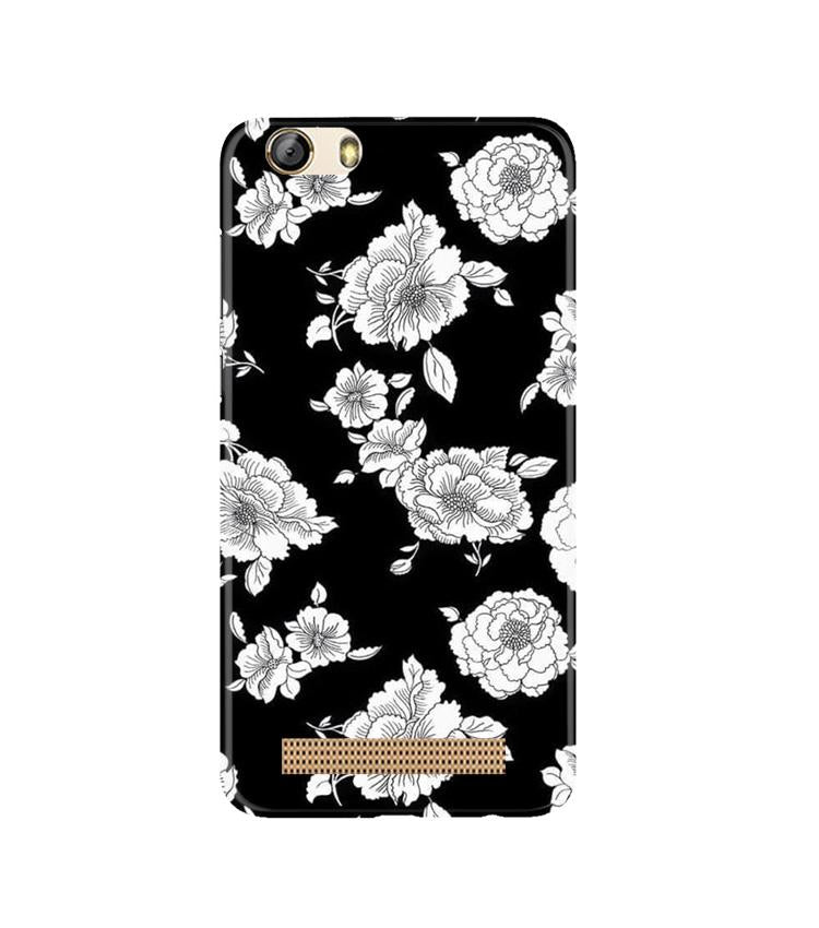 White flowers Black Background Case for Gionee M5 Lite