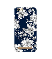 White flowers Blue Background Mobile Back Case for Gionee M5 Lite (Design - 14)