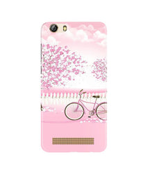 Pink Flowers Cycle Mobile Back Case for Gionee M5 Lite  (Design - 102)