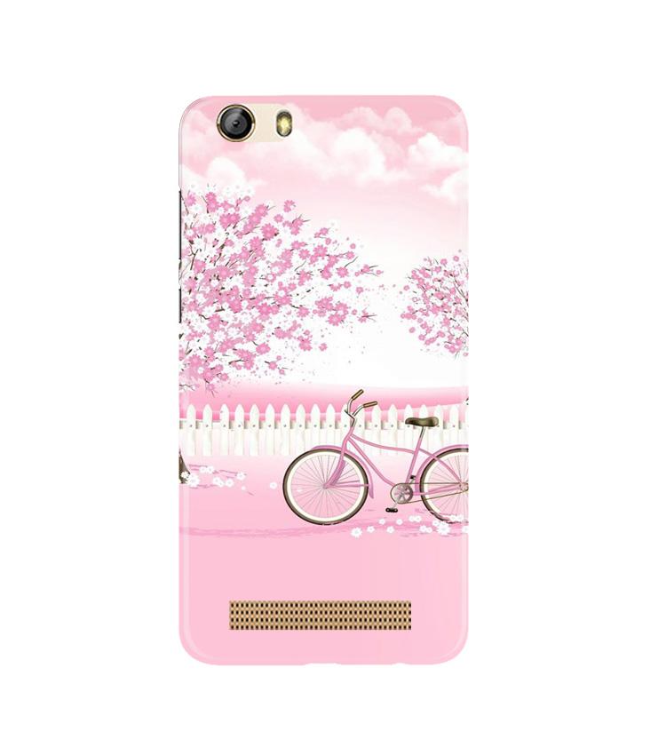 Pink Flowers Cycle Case for Gionee M5 Lite  (Design - 102)