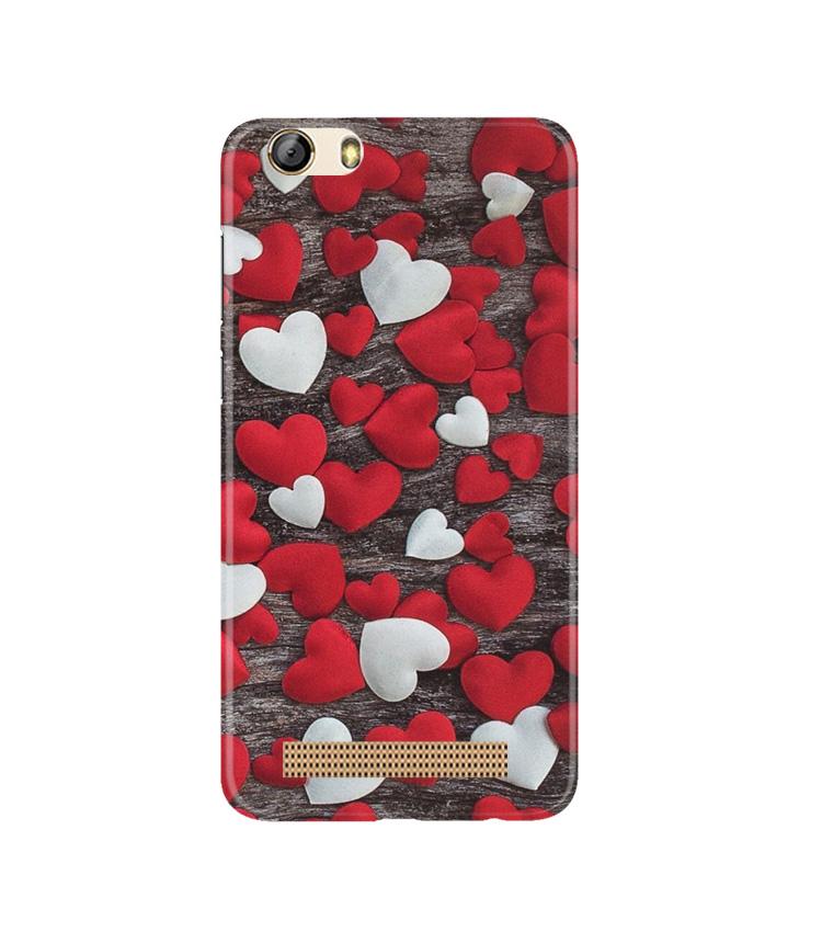 Red White Hearts Case for Gionee M5 Lite  (Design - 105)