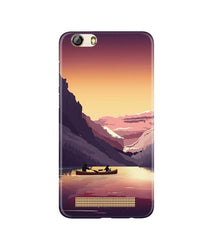 Mountains Boat Mobile Back Case for Gionee M5 Lite (Design - 181)
