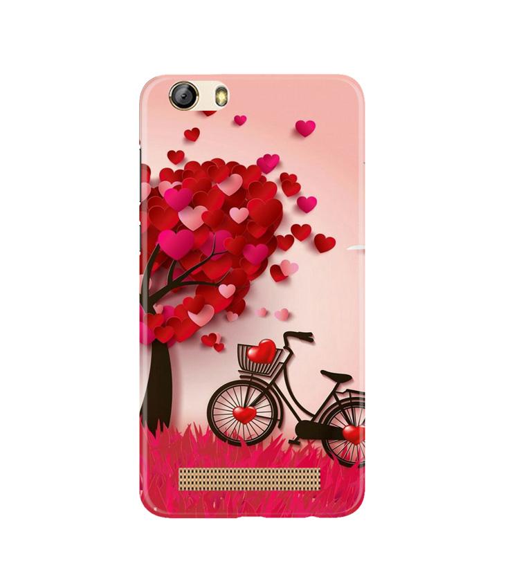 Red Heart Cycle Case for Gionee M5 Lite (Design No. 222)