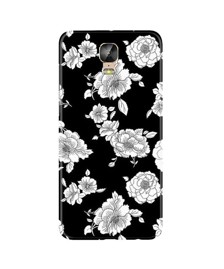 White flowers Black Background Case for Gionee M5 Plus