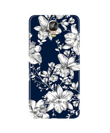 White flowers Blue Background Mobile Back Case for Gionee M5 Plus (Design - 14)