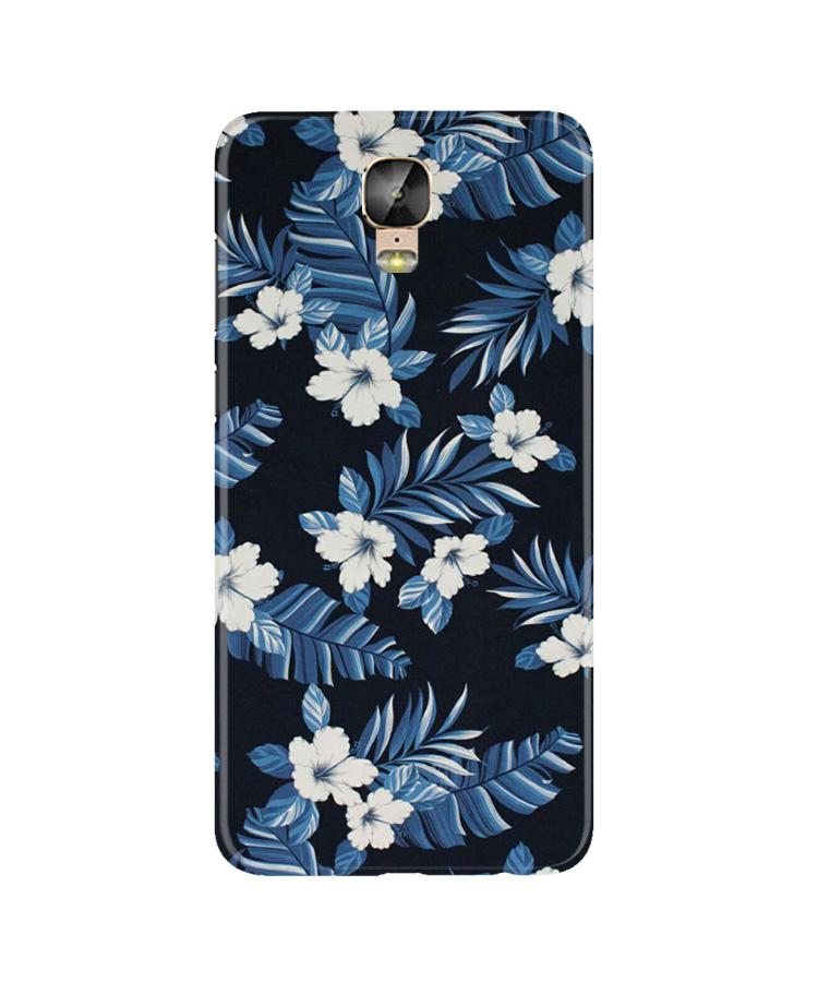 White flowers Blue Background2 Case for Gionee M5 Plus