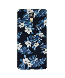 White flowers Blue Background2 Mobile Back Case for Gionee M5 Plus (Design - 15)
