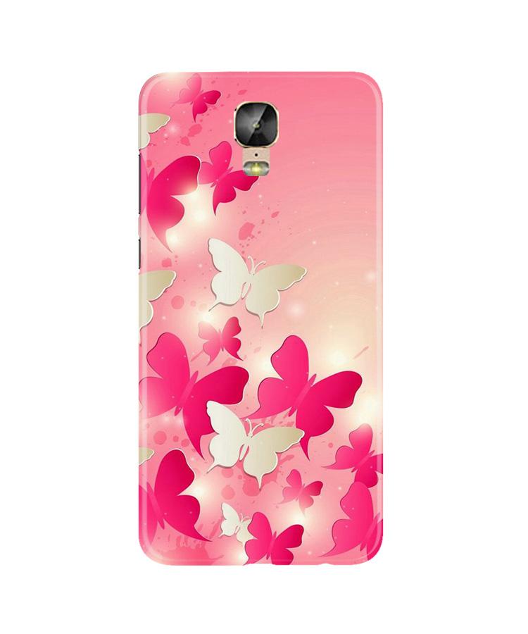 White Pick Butterflies Case for Gionee M5 Plus