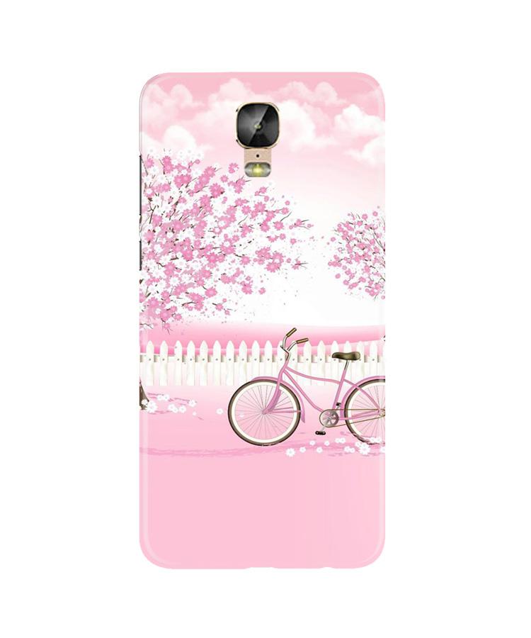 Pink Flowers Cycle Case for Gionee M5 Plus  (Design - 102)