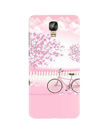 Pink Flowers Cycle Mobile Back Case for Gionee M5 Plus  (Design - 102)