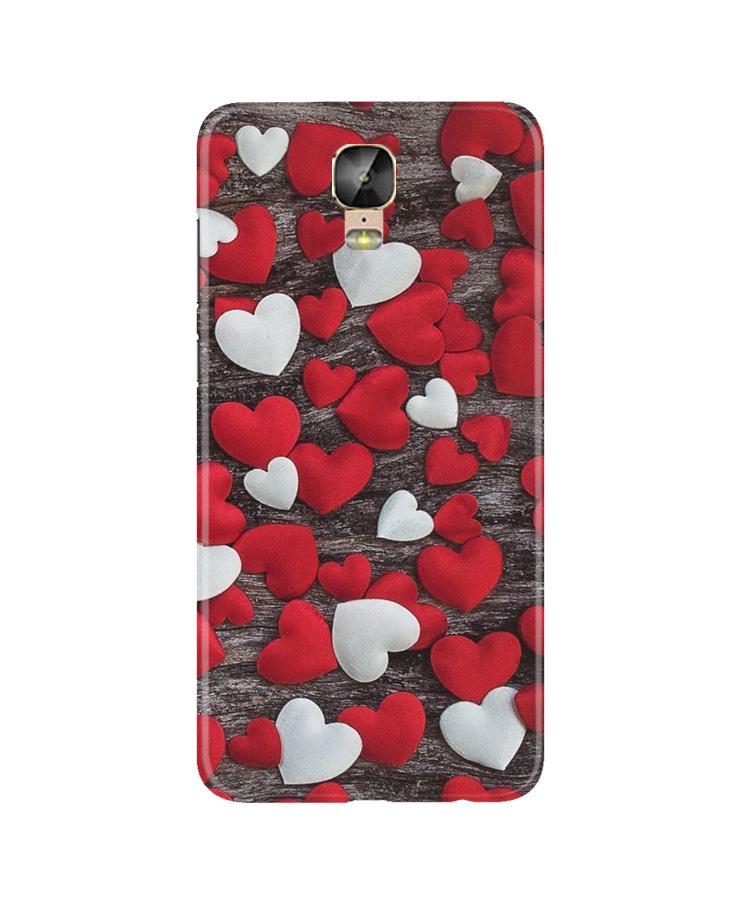 Red White Hearts Case for Gionee M5 Plus  (Design - 105)