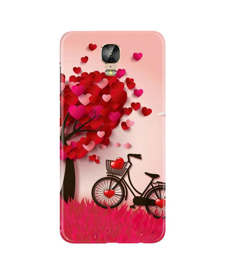Red Heart Cycle Case for Gionee M5 Plus (Design No. 222)