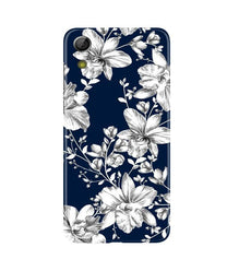 White flowers Blue Background Mobile Back Case for Gionee P5L / P5W / P5 Mini (Design - 14)