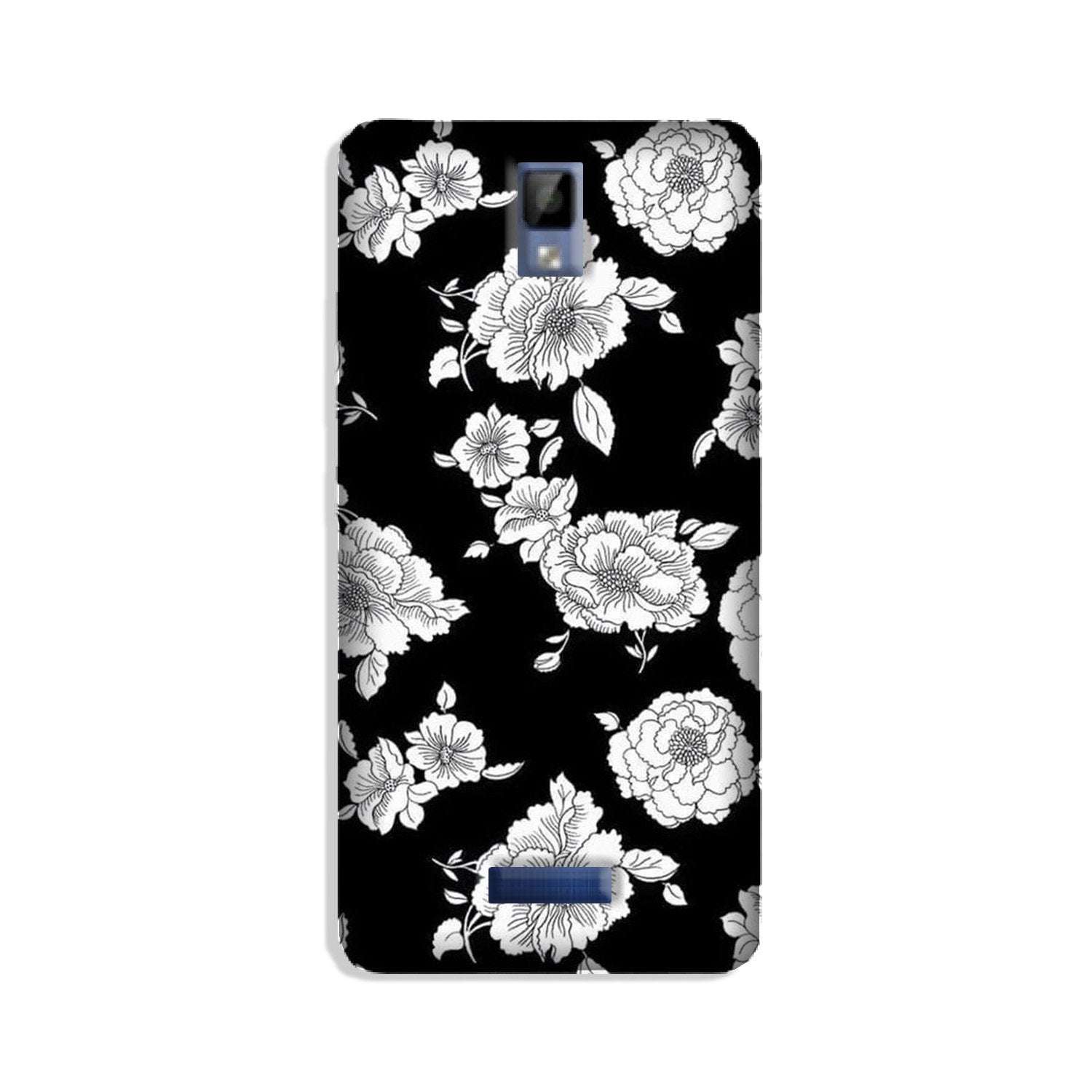 White flowers Black Background Case for Gionee P7