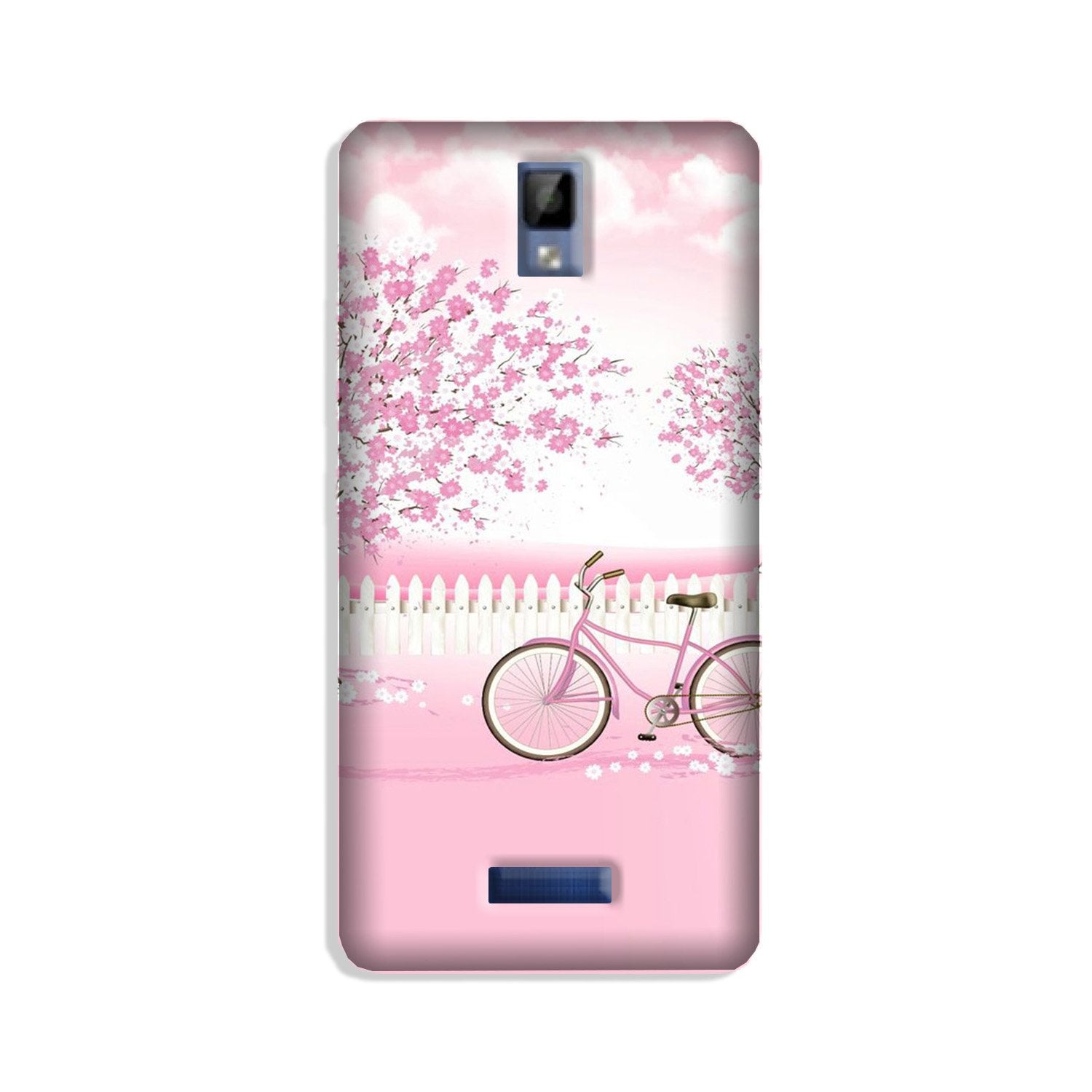 Pink Flowers Cycle Case for Gionee P7(Design - 102)