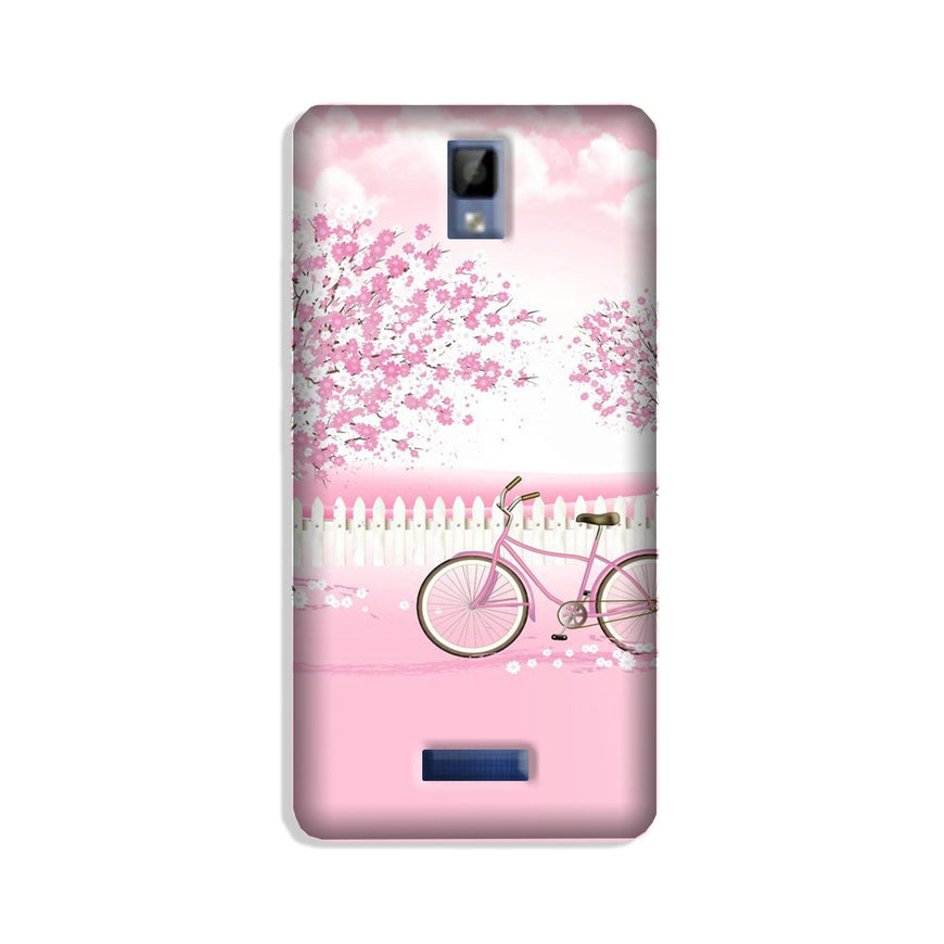 Pink Flowers Cycle Case for Gionee P7  (Design - 102)