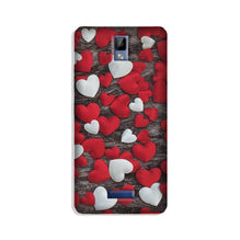 Red White Hearts Mobile Back Case for Gionee P7  (Design - 105)