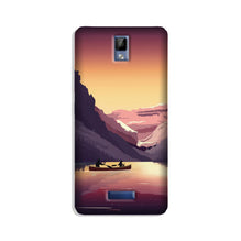 Mountains Boat Mobile Back Case for Gionee P7 (Design - 181)