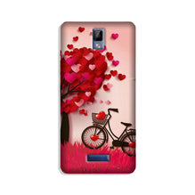 Red Heart Cycle Mobile Back Case for Gionee P7 (Design - 222)