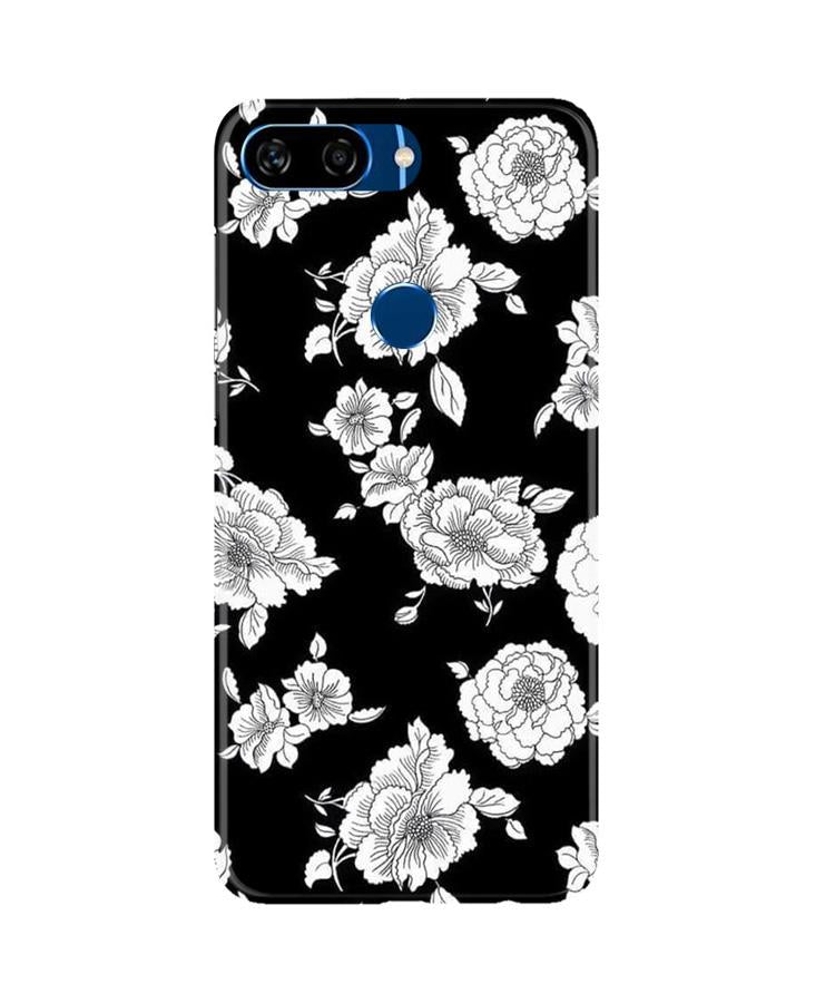 White flowers Black Background Case for Gionee S11 Lite