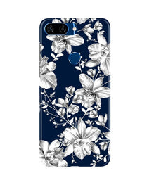 White flowers Blue Background Mobile Back Case for Gionee S11 Lite (Design - 14)