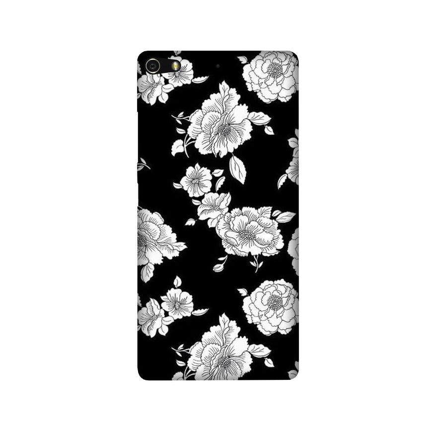 White flowers Black Background Case for Gionee Elifi S7
