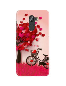 Red Heart Cycle Mobile Back Case for Gionee X1 /  X1s (Design - 222)