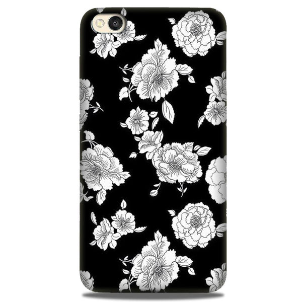 White flowers Black Background Case for Redmi Go