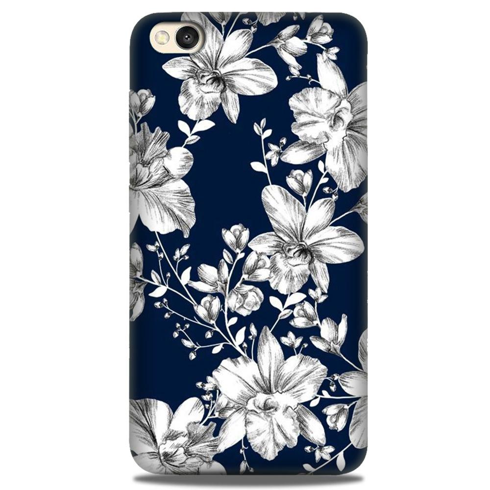 White flowers Blue Background Case for Redmi Go