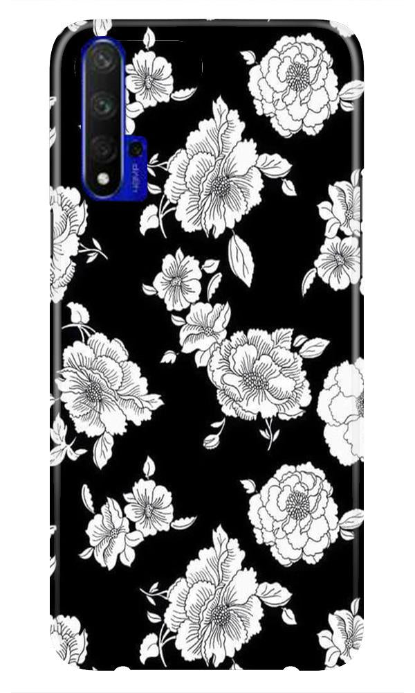 White flowers Black Background Case for Huawei Honor 20
