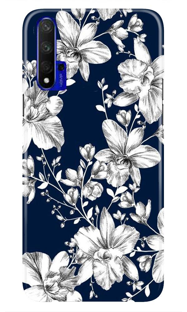 White flowers Blue Background Case for Huawei Honor 20