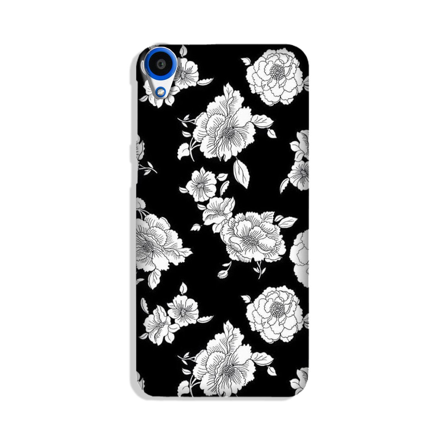 White flowers Black Background Case for HTC Desire 820