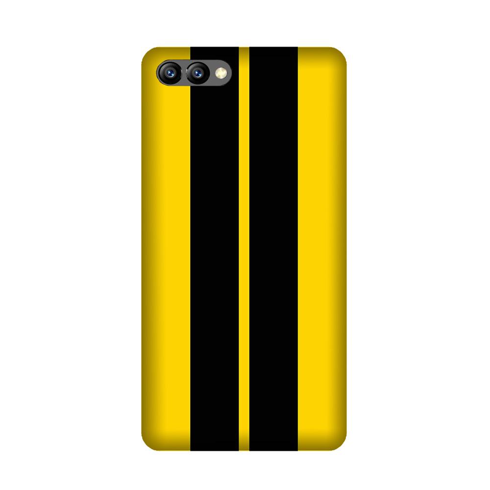 Black Yellow Pattern Mobile Back Case for Honor 10 (Design - 377)