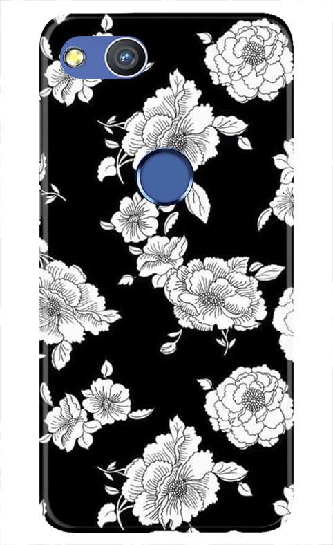 White flowers Black Background Case for Honor 8 Lite