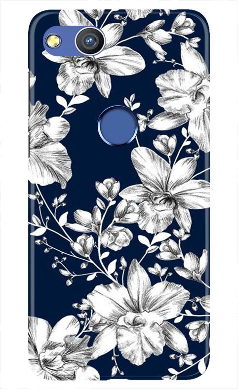 White flowers Blue Background Case for Honor 8 Lite