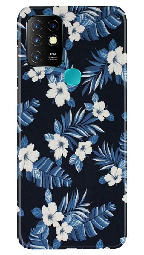 White flowers Blue Background2 Case for Infinix Hot 10