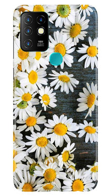 White flowers2 Mobile Back Case for Infinix Hot 10 (Design - 62)