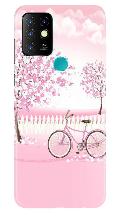 Pink Flowers Cycle Case for Infinix Hot 10(Design - 102)